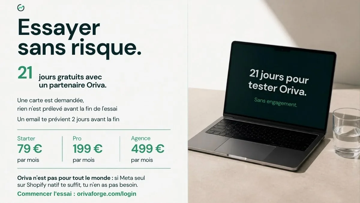 Huitième slide du support commercial : « Essayer sans risque », avec l'essai gratuit et les trois offres.